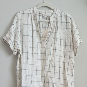 a new day White and Black Checkered Crop Blouse